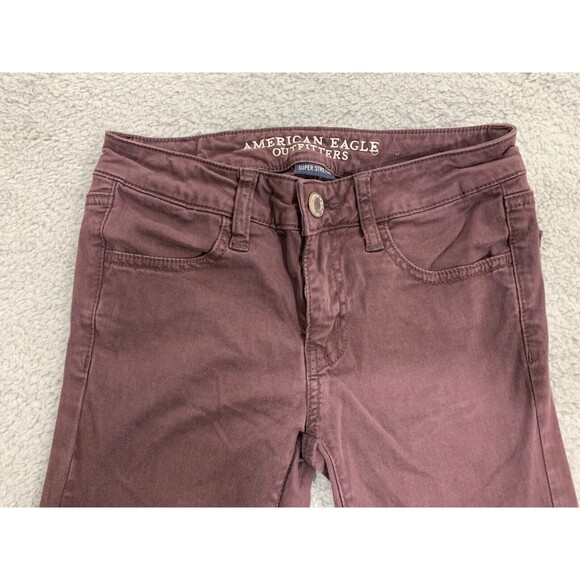 American Eagle Outfitters Maroon Leggings Jeggings 0 Regular Standard Sateen - Picture 2 of 12
